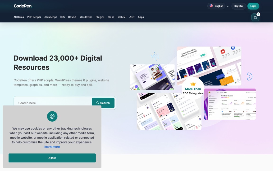 CodePen.shop website