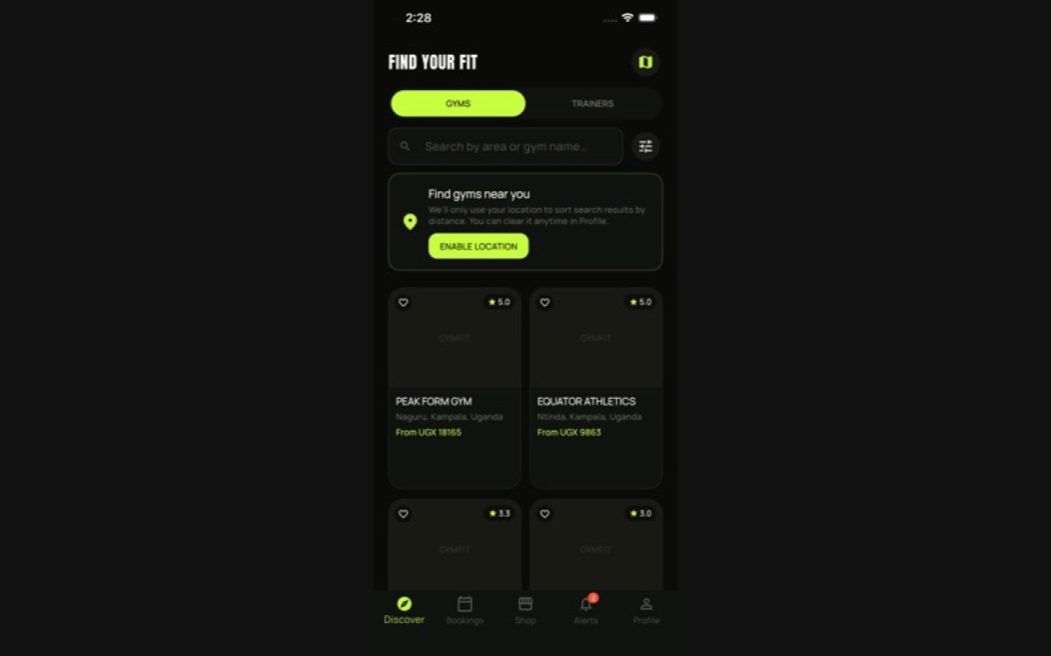 Gym Fitt website